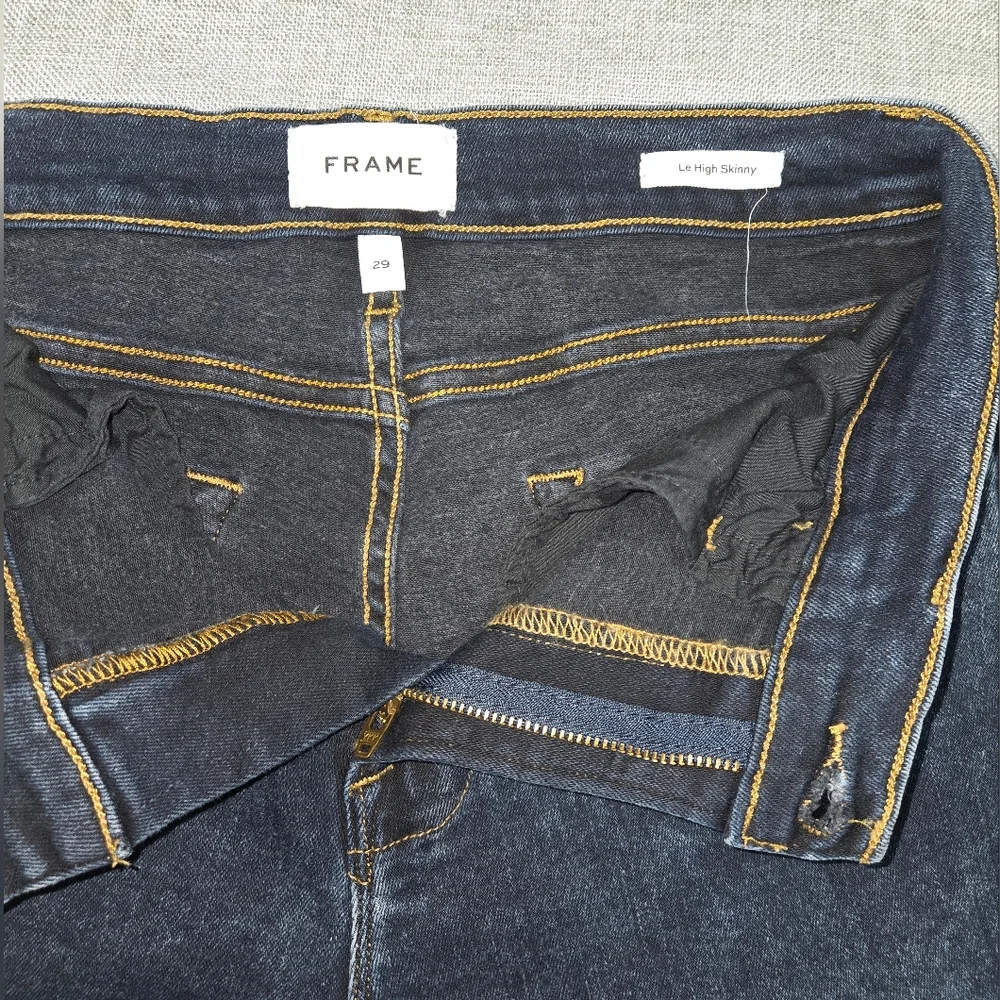 FRAME Le High Skinny Dark Blue Acid Wash Denim Jeans Size 29